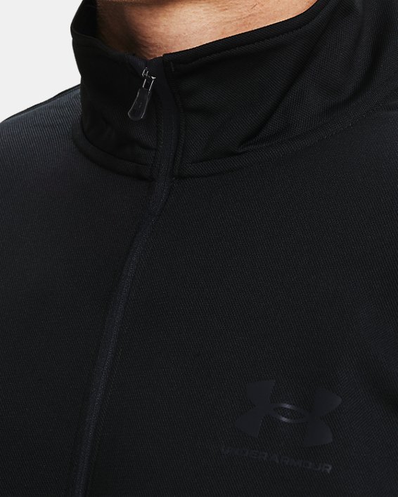 เสื้อแจ็คเก็ตวอร์ม UA Pique สำหรับผู้ชาย in Black image number 6